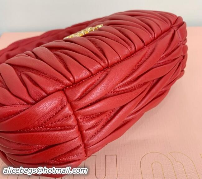 Good Product Miu Miu Wander Matelasse Nappa Leather Small Hobo bag 5BC125 Red 2024