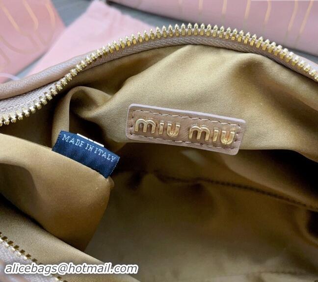 Top Grade Miu Miu Wander Matelasse Nappa Leather Medium Hobo bag 5BC153 Khaki 2024