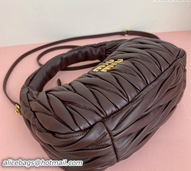 Best Price Miu Miu Wander Matelasse Nappa Leather Medium Hobo bag 5BC153 Briarwood Brown 2024