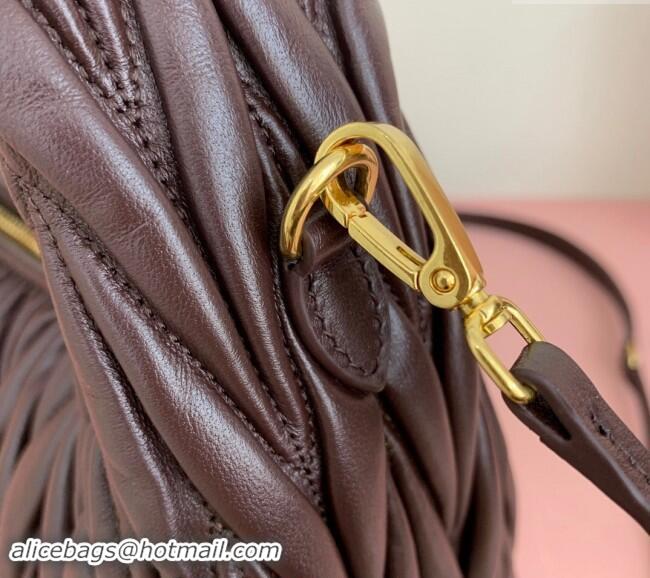 Best Price Miu Miu Wander Matelasse Nappa Leather Medium Hobo bag 5BC153 Briarwood Brown 2024