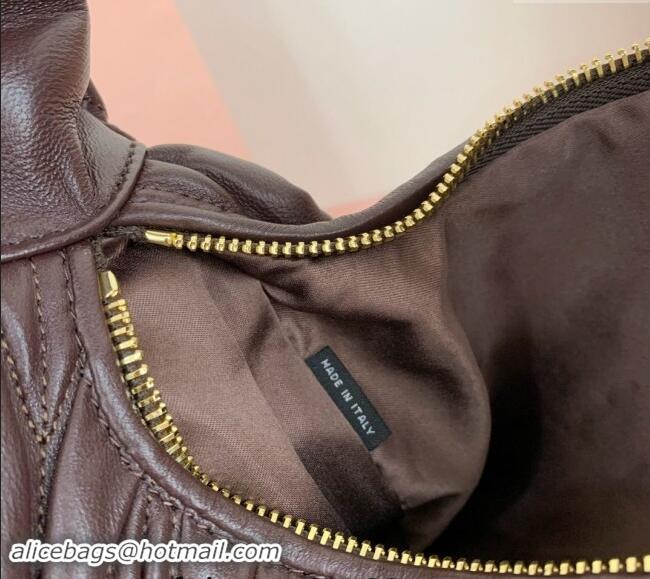 Best Price Miu Miu Wander Matelasse Nappa Leather Medium Hobo bag 5BC153 Briarwood Brown 2024