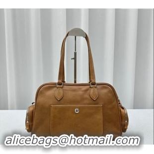 Best Price Miu Miu Nappa leather top-handle bag 5BB159 Caramel Brown 2024