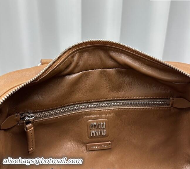 Best Price Miu Miu Nappa leather top-handle bag 5BB159 Caramel Brown 2024