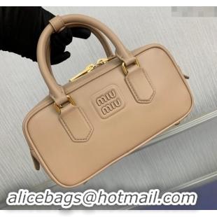 Super Quality Miu Miu Arcadie Leather top handle bag with Tone-to-Tone Logo 5BB142 Beige 2024