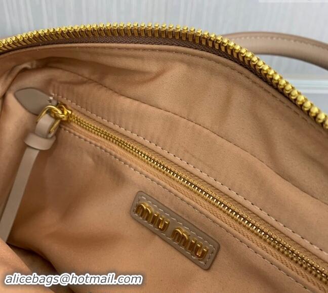 Super Quality Miu Miu Arcadie Leather top handle bag with Tone-to-Tone Logo 5BB142 Beige 2024