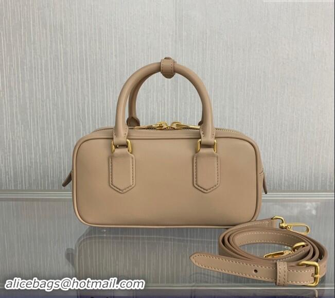 Super Quality Miu Miu Arcadie Leather top handle bag with Tone-to-Tone Logo 5BB142 Beige 2024