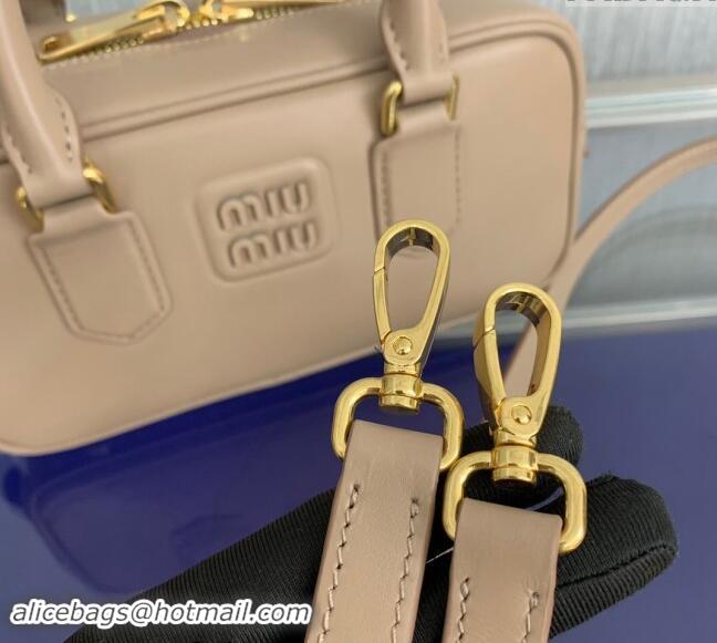 Super Quality Miu Miu Arcadie Leather top handle bag with Tone-to-Tone Logo 5BB142 Beige 2024