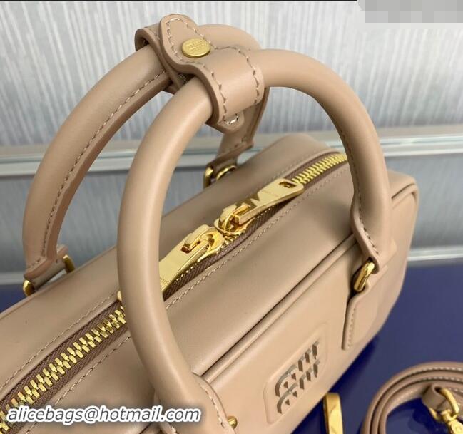 Super Quality Miu Miu Arcadie Leather top handle bag with Tone-to-Tone Logo 5BB142 Beige 2024