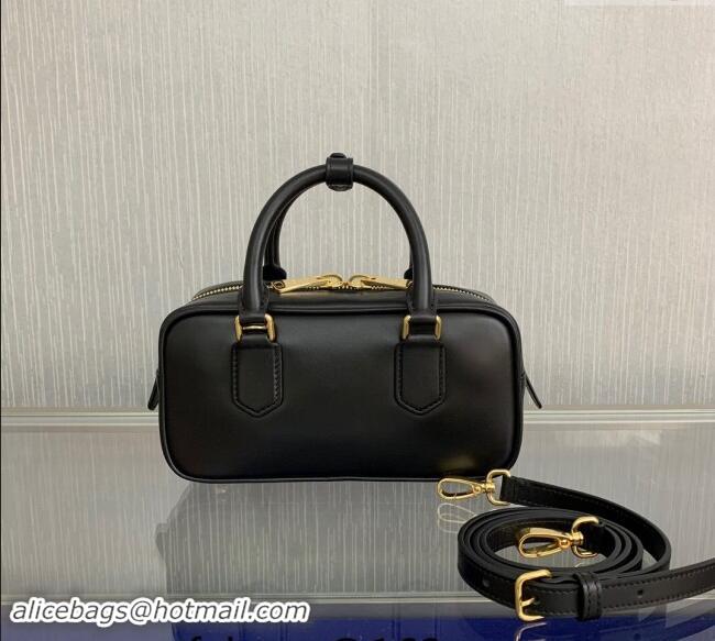 Best Price Miu Miu Arcadie Calf Leather top handle bag with Tone-to-Tone Logo 5BB142 Black 2024