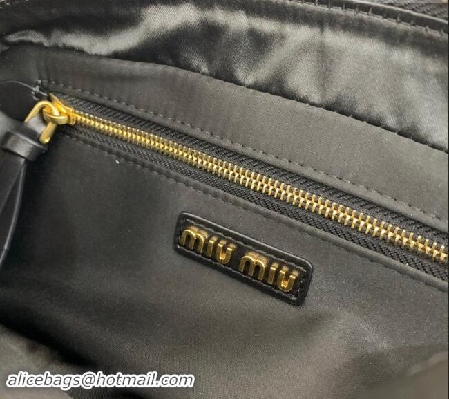 Best Price Miu Miu Arcadie Calf Leather top handle bag with Tone-to-Tone Logo 5BB142 Black 2024