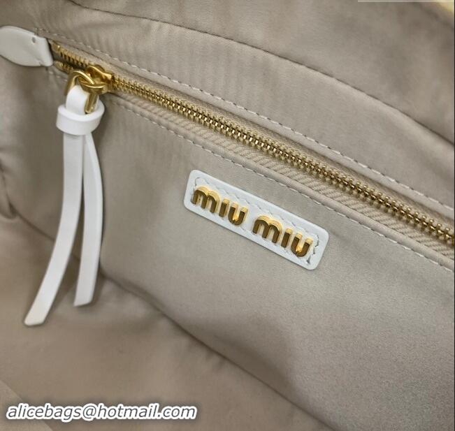 Super Quality Miu Miu Arcadie Calf Leather top handle bag with Tone-to-Tone Logo 5BB142 Cream White 2024