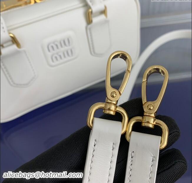 Super Quality Miu Miu Arcadie Calf Leather top handle bag with Tone-to-Tone Logo 5BB142 Cream White 2024