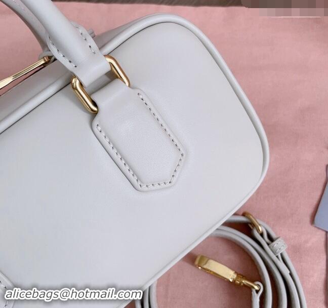 Well Crafted Miu Miu Arcadie Calf Leather top handle bag with Tone-to-Tone Logo 5BB142 White 2024