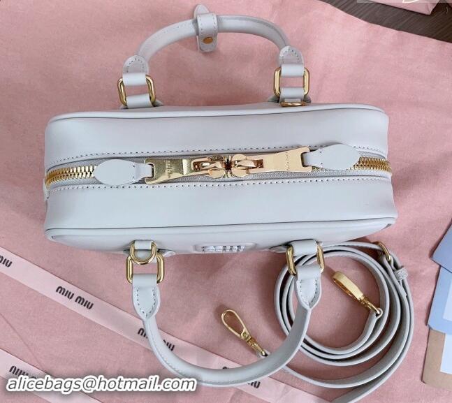 Well Crafted Miu Miu Arcadie Calf Leather top handle bag with Tone-to-Tone Logo 5BB142 White 2024