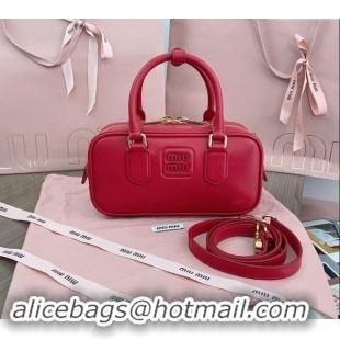 Inexpensive Miu Miu Arcadie Calf Leather top handle bag with Tone-to-Tone Logo 5BB142 Red 2024