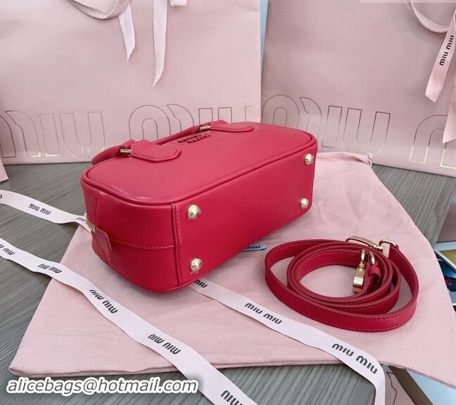 Inexpensive Miu Miu Arcadie Calf Leather top handle bag with Tone-to-Tone Logo 5BB142 Red 2024