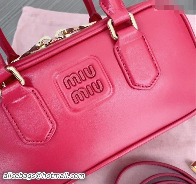 Inexpensive Miu Miu Arcadie Calf Leather top handle bag with Tone-to-Tone Logo 5BB142 Red 2024