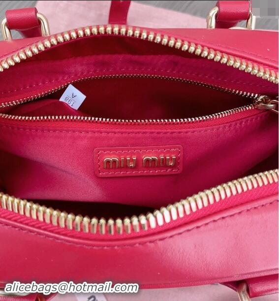 Inexpensive Miu Miu Arcadie Calf Leather top handle bag with Tone-to-Tone Logo 5BB142 Red 2024