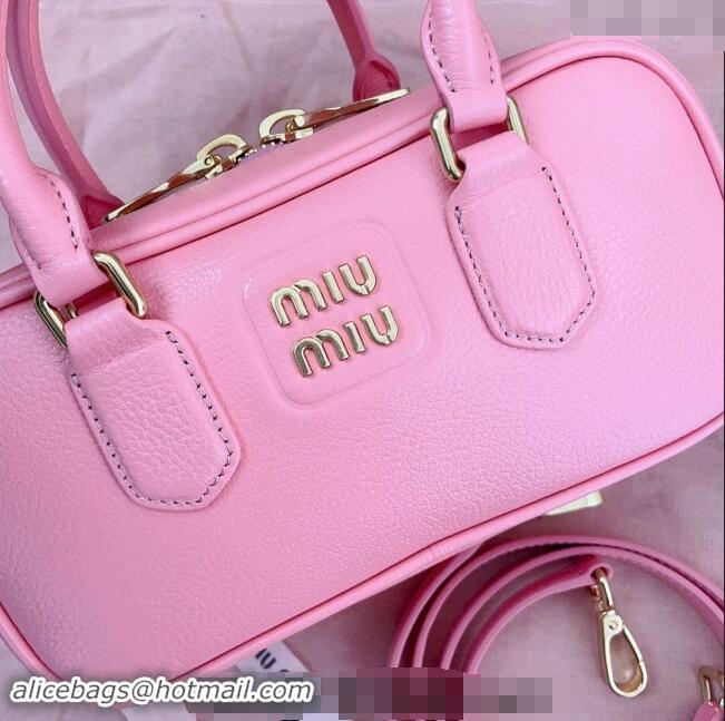 Popular Style Miu Miu Arcadie Calf Leather top handle bag with Gold-Tone Logo 5BB142 Light Pink 2024