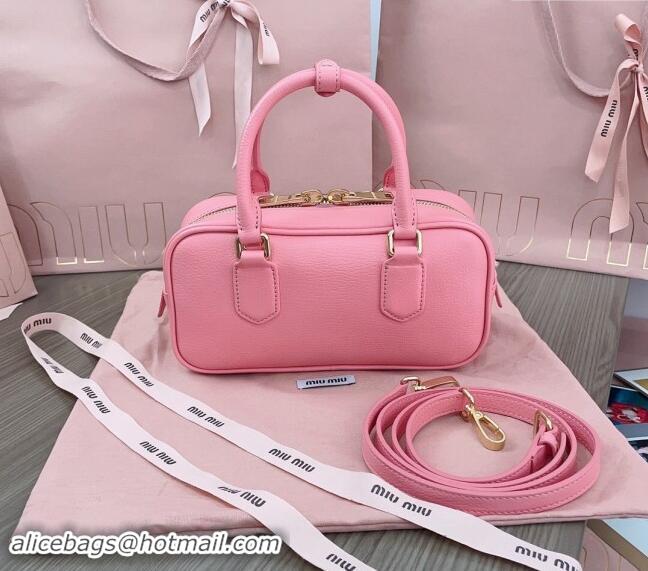 Popular Style Miu Miu Arcadie Calf Leather top handle bag with Gold-Tone Logo 5BB142 Light Pink 2024