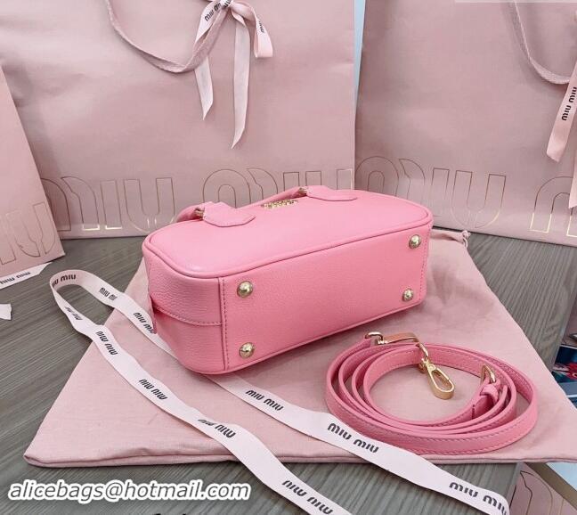 Popular Style Miu Miu Arcadie Calf Leather top handle bag with Gold-Tone Logo 5BB142 Light Pink 2024