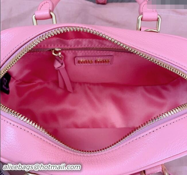 Popular Style Miu Miu Arcadie Calf Leather top handle bag with Gold-Tone Logo 5BB142 Light Pink 2024