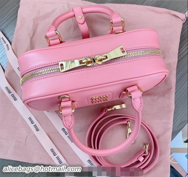 Popular Style Miu Miu Arcadie Calf Leather top handle bag with Gold-Tone Logo 5BB142 Light Pink 2024