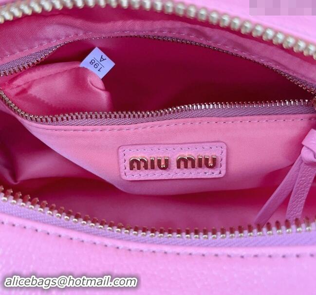 Popular Style Miu Miu Arcadie Calf Leather top handle bag with Gold-Tone Logo 5BB142 Light Pink 2024