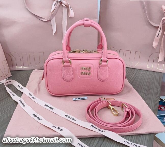 Popular Style Miu Miu Arcadie Calf Leather top handle bag with Gold-Tone Logo 5BB142 Light Pink 2024