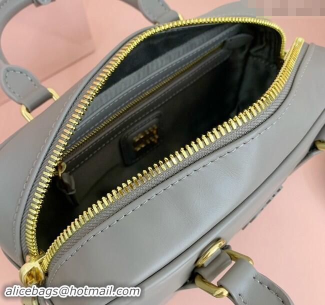 Best Price Miu Miu Arcadie Calf Leather top handle bag with Tone-to-Tone Logo 5BB142 Grey 2024