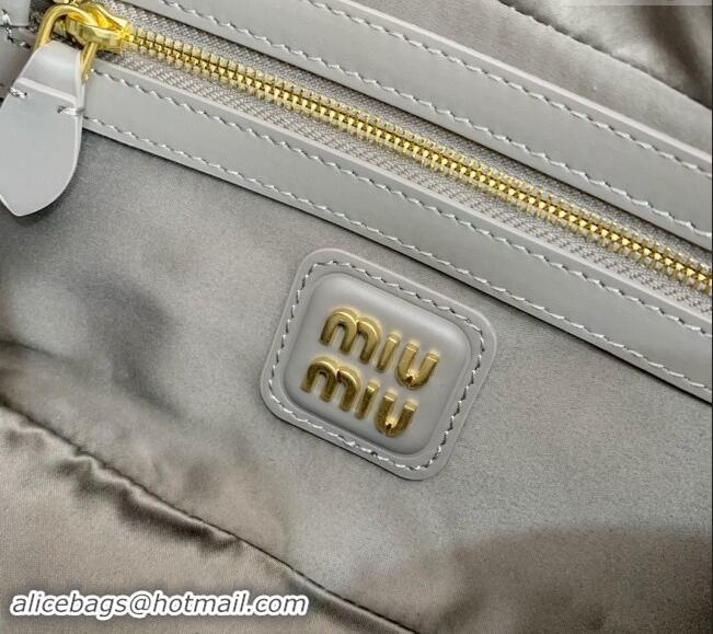 Best Price Miu Miu Arcadie Calf Leather top handle bag with Tone-to-Tone Logo 5BB142 Grey 2024