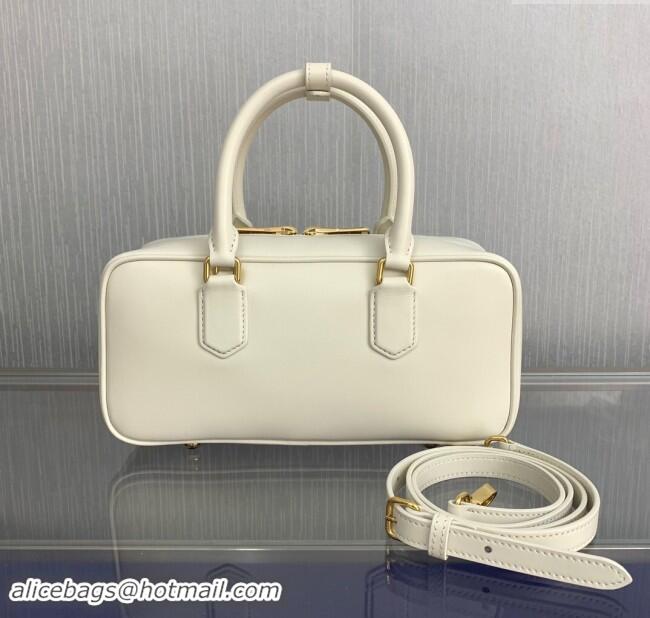 Top Grade Miu Miu Arcadie Calf Leather top handle bag with Tone-To-Tone Logo 5BB148 Cream White 2024