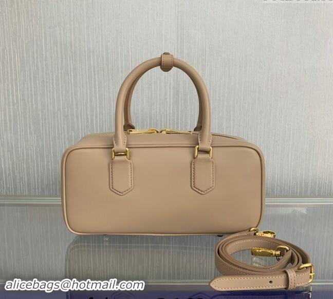 Buy Classic Miu Miu Arcadie Calf Leather top handle bag with Tone-To-Tone Logo 5BB148 Light Beige 2024