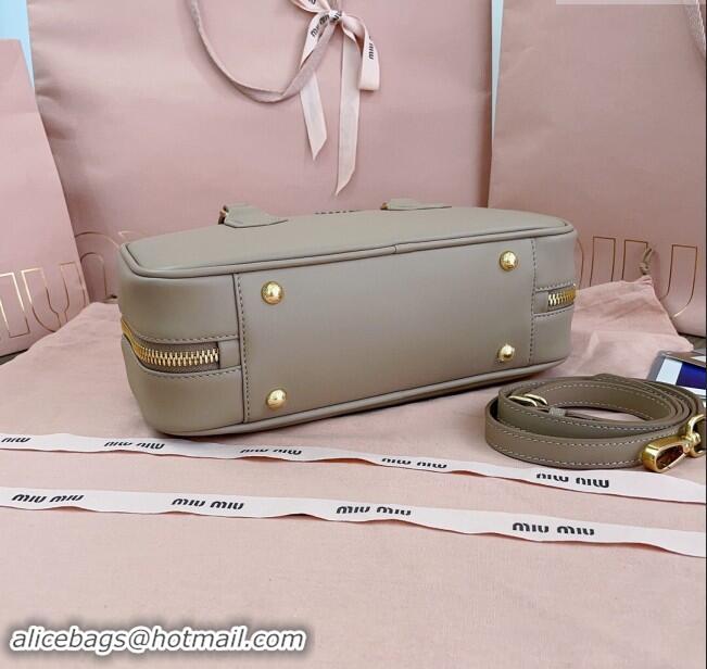 Trendy Design Miu Miu Arcadie Calf Leather top handle bag with Tone-To-Tone Logo 5BB148 Dusty Beige 2024