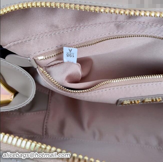 Top Grade Miu Miu Arcadie Calf Leather top handle bag with Tone-To-Tone Logo 5BB148 Beige Grey 2024