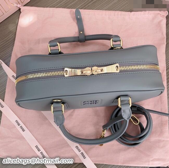 Inexpensive Miu Miu Arcadie Calf Leather top handle bag with Tone-To-Tone Logo 5BB148 Dark Grey 2024