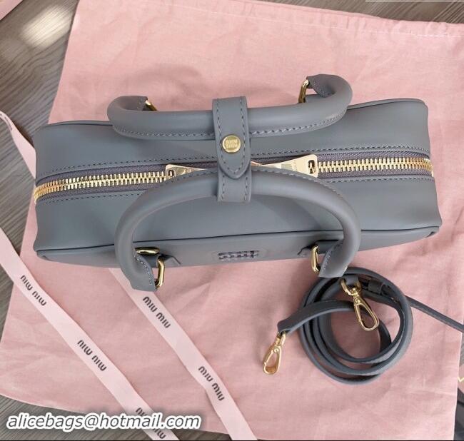 Inexpensive Miu Miu Arcadie Calf Leather top handle bag with Tone-To-Tone Logo 5BB148 Dark Grey 2024