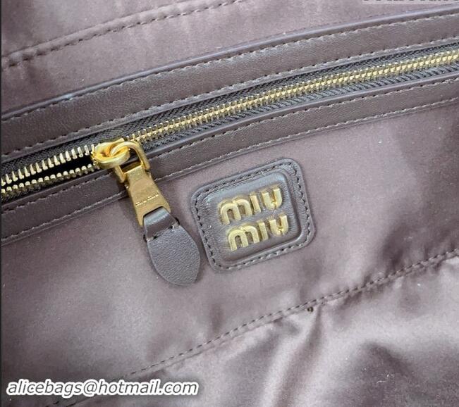 Classic Best Miu Miu Arcadie Matelasse Nappa Leather top handle bag with Gold-Tone Logo 5BB148 Briarwood Brown 2024