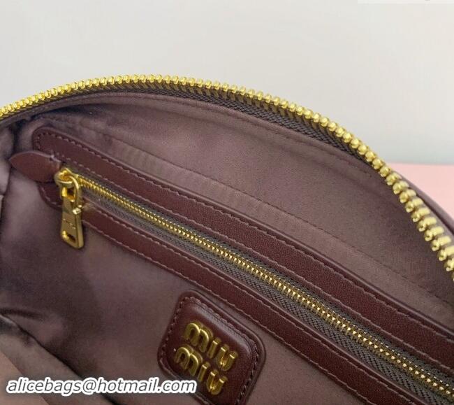 Trendy Design Miu Miu Arcadie Matelasse Nappa Leather top handle bag with Gold-Tone Logo 5BB142 Briarwood Brown 2024