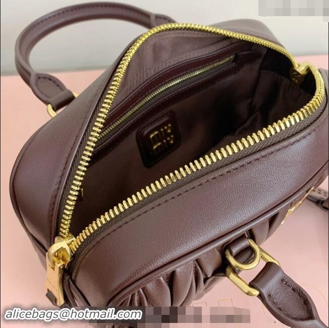 Trendy Design Miu Miu Arcadie Matelasse Nappa Leather top handle bag with Gold-Tone Logo 5BB142 Briarwood Brown 2024