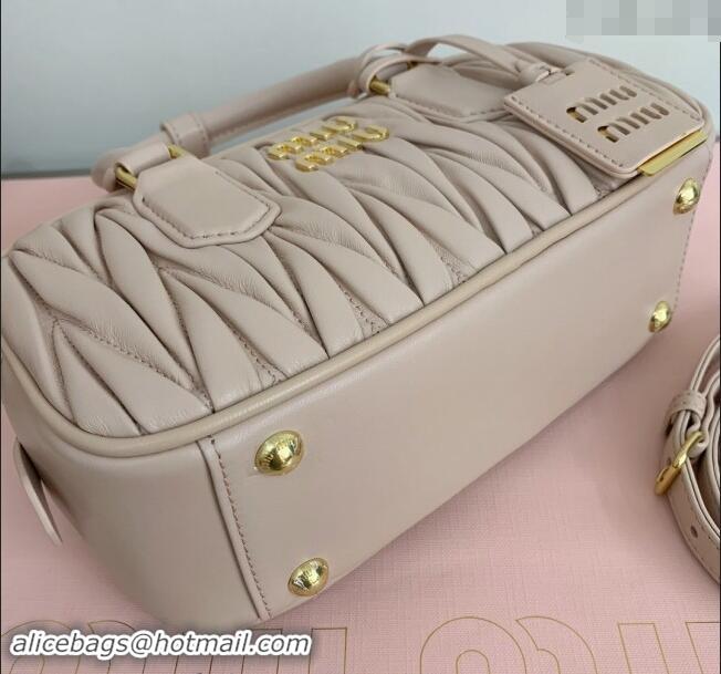 Well Crafted Miu Miu Arcadie Matelasse Nappa Leather top handle bag with Gold-Tone Logo 5BB142 Light Beige 2024