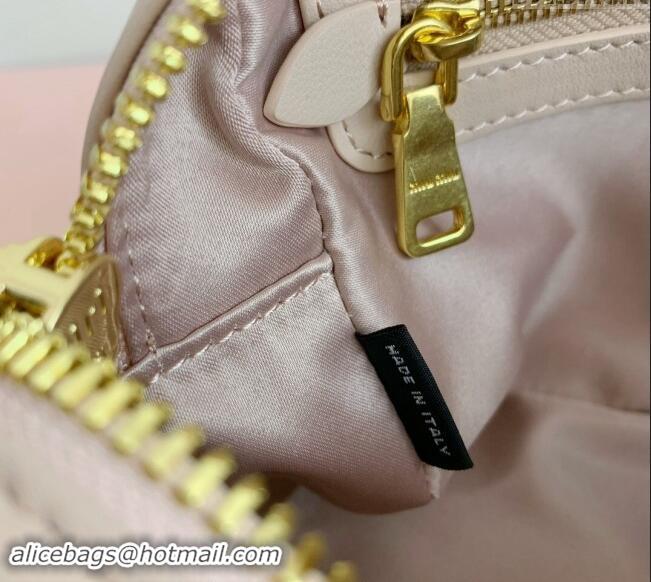 Well Crafted Miu Miu Arcadie Matelasse Nappa Leather top handle bag with Gold-Tone Logo 5BB142 Light Beige 2024