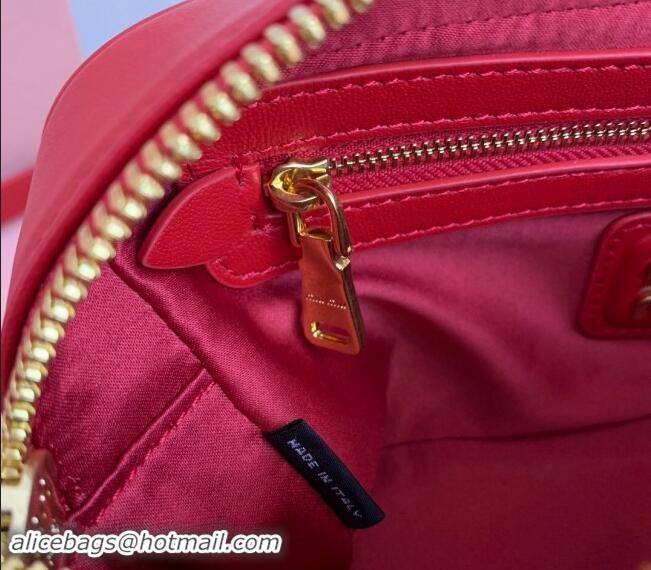 Best Price Miu Miu Arcadie Matelasse Nappa Leather top handle bag with Gold-Tone Logo 5BB142 Red 2024