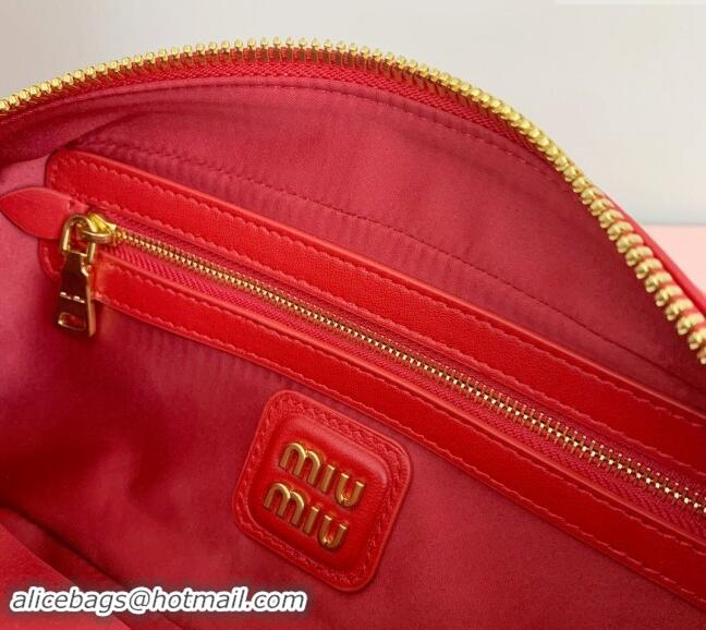 Best Price Miu Miu Arcadie Matelasse Nappa Leather top handle bag with Gold-Tone Logo 5BB142 Red 2024