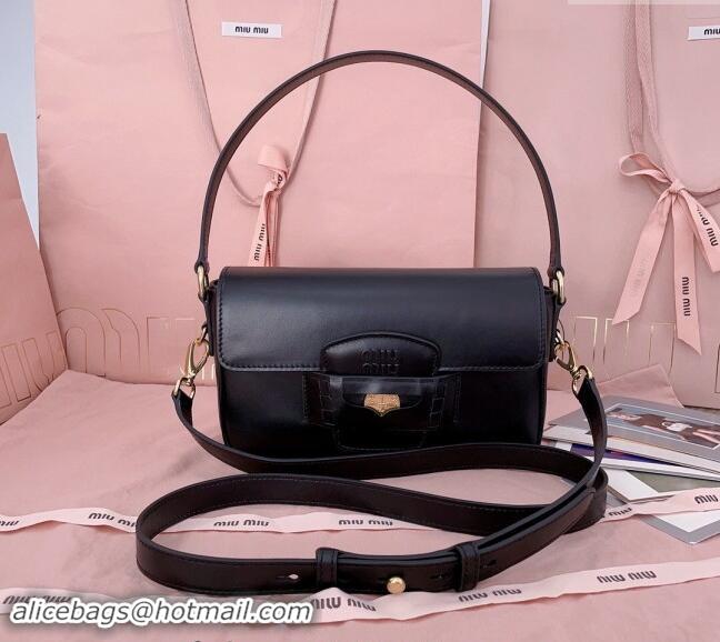 New Fashion Miu Miu Penny leather shoulder bag 5BD270 Black 2024