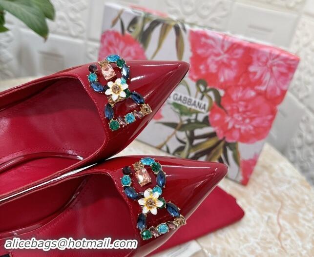 Good Product Dolce & Gabbana Patent Calfskin Pumps 10.5cm with Crystals DG Red 325091