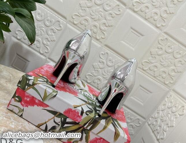 Best Product Dolce & Gabbana Patent Calfskin Pumps 10.5cm with Crystals DG Silver 325094