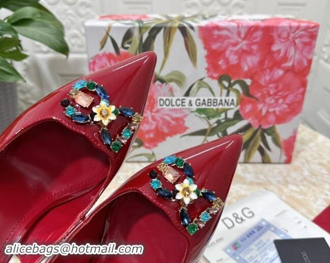 Shop Duplicate Dolce & Gabbana Patent Calfskin Slingback Pumps 10.5cm with Crystals DG Red 325095