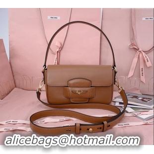 Trendy Design Miu Miu Penny leather shoulder bag 5BD270 Tan Brown 2024