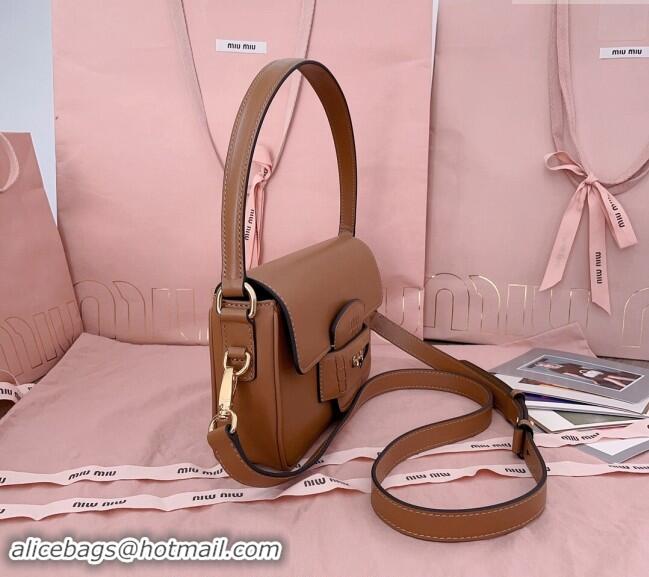 Trendy Design Miu Miu Penny leather shoulder bag 5BD270 Tan Brown 2024